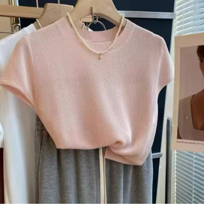 Damen Strickshirt Kurzarm Norvielle