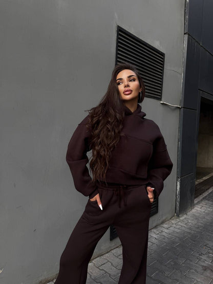 Damen Hoodie Jogginghose Set Cropped Norvielle