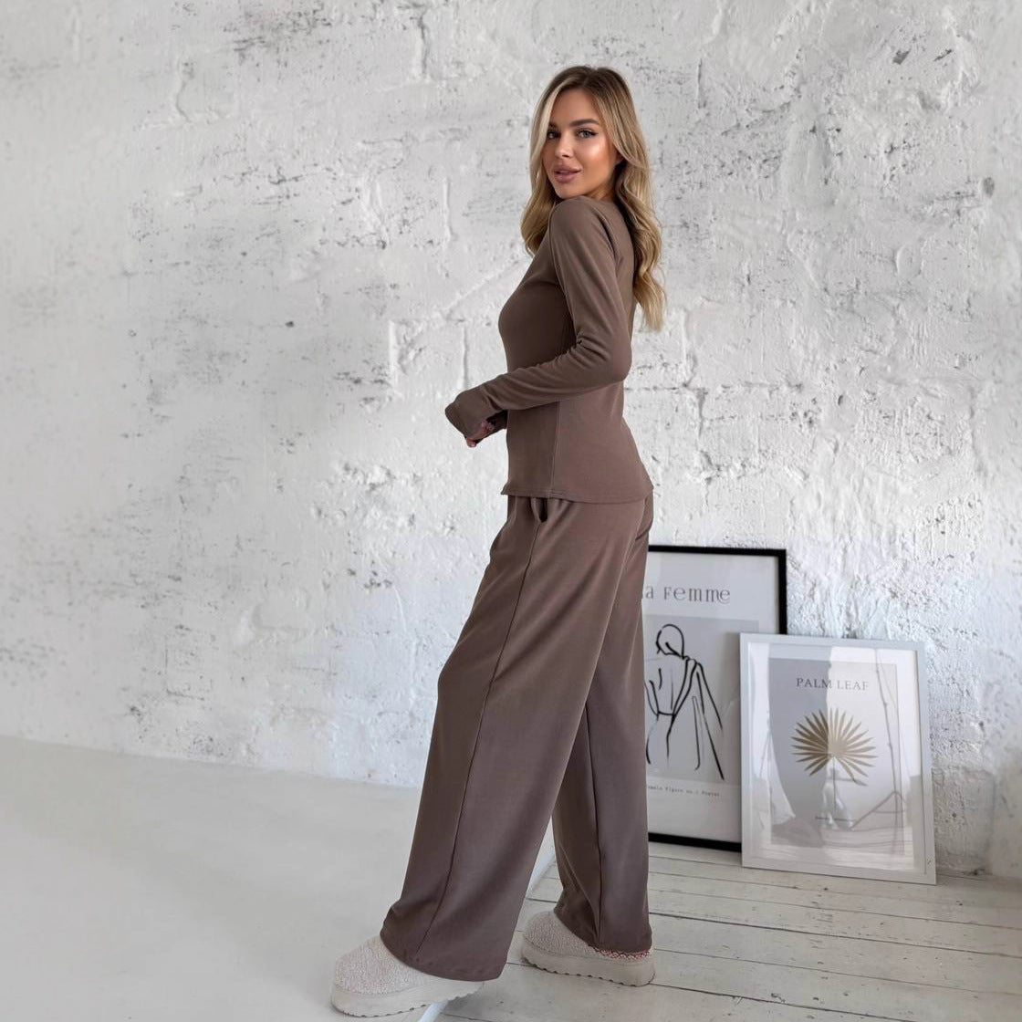 Damen Lounge-Set Langärmlig Weit Norvielle