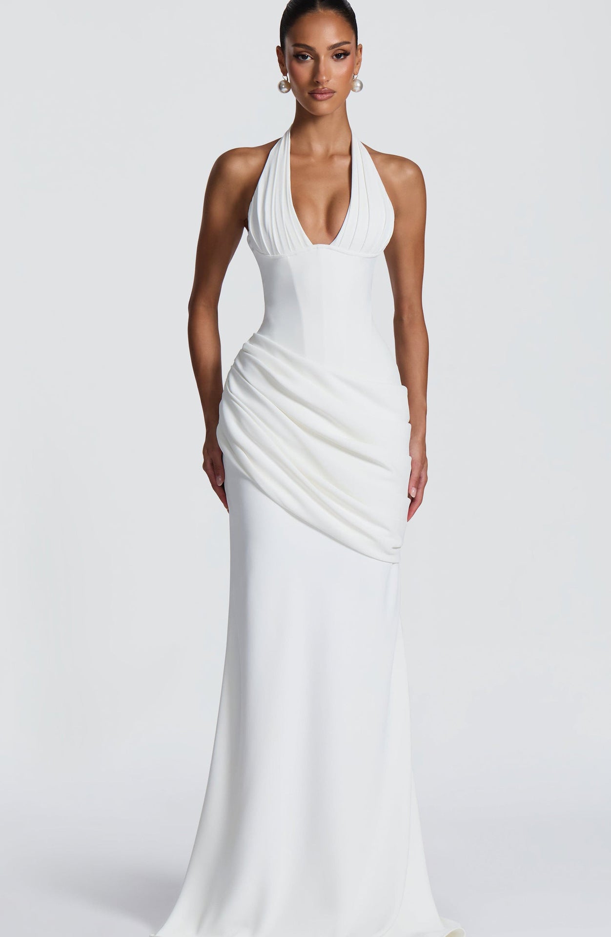 Damen Abendkleid Wickeldesign V-Ausschnitt Norvielle