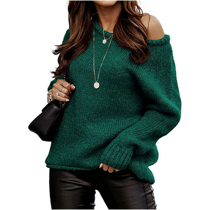 Damen Strickpullover Schulterfrei Oversized Norvielle