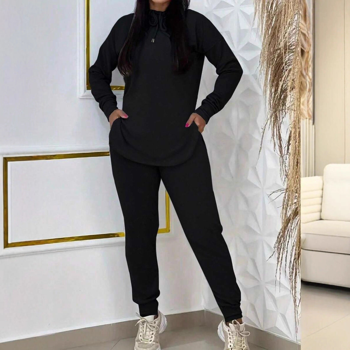 Damen Sportliches Lounge-Set mit Kapuze und Taschen