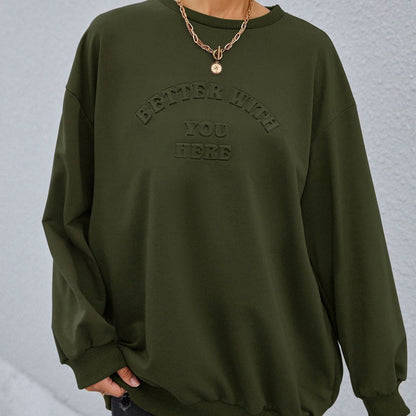 Damen Sweatshirt Lässig Eingeprägter Schriftzug Norvielle - Norvielle