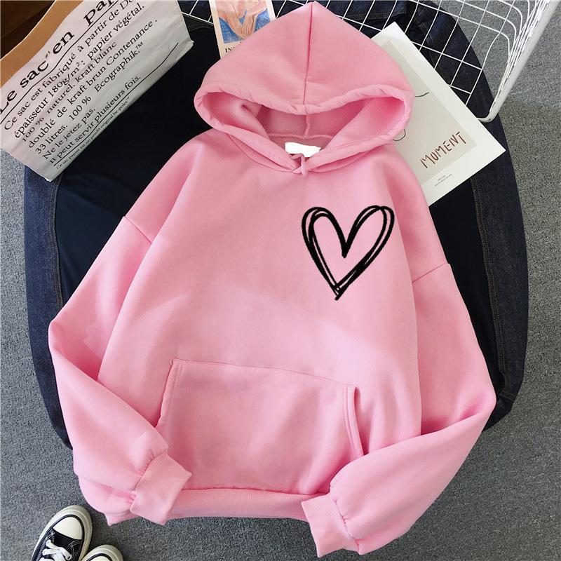 Damen Kapuzenpullover Herzmotiv Norvielle