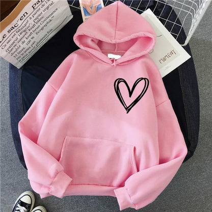 Damen Kapuzenpullover Herzmotiv Norvielle