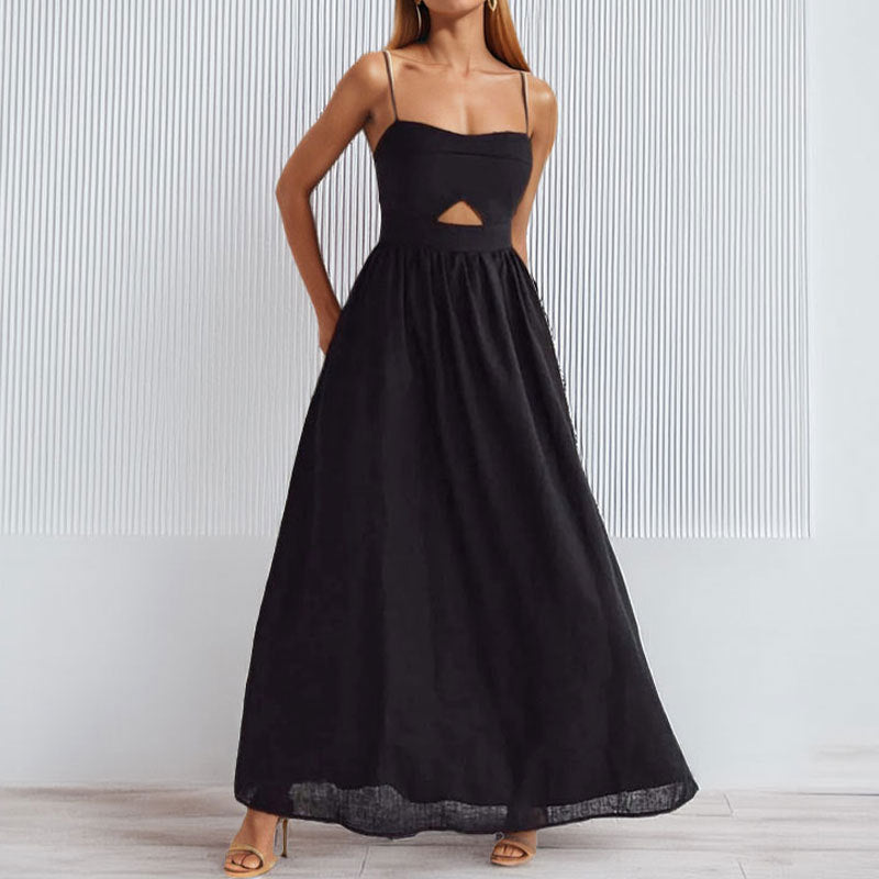 Damen Maxikleid Trägerlos Cut-Out-Design