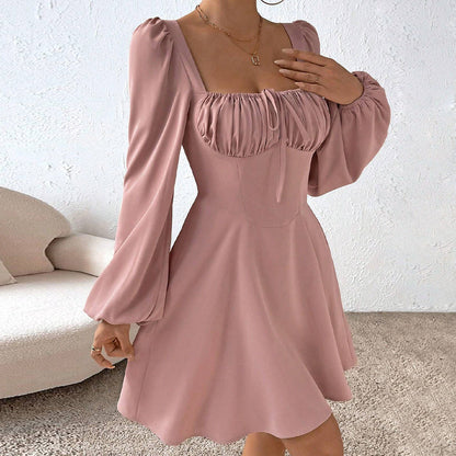Damen Minikleid Rüschendetails Puffärmel