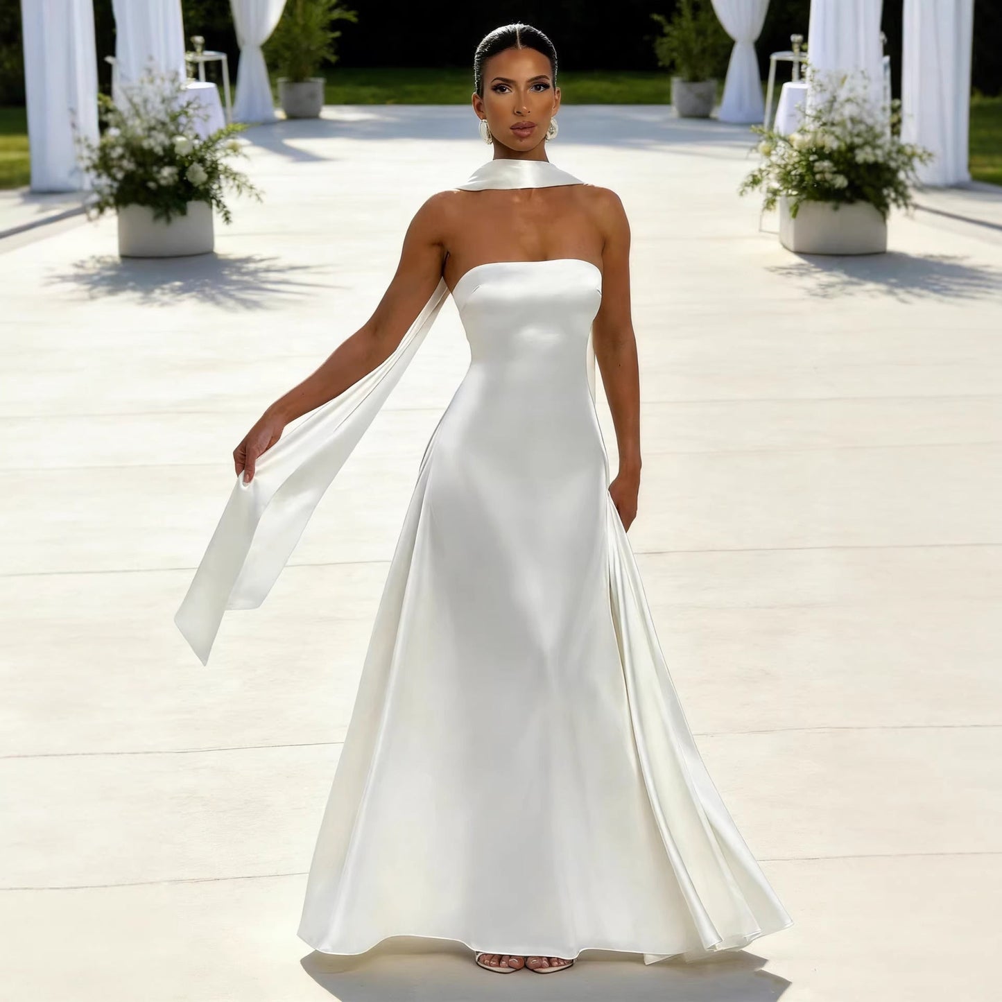 Damen Trägerloses Abendkleid Satin Rock Norvielle