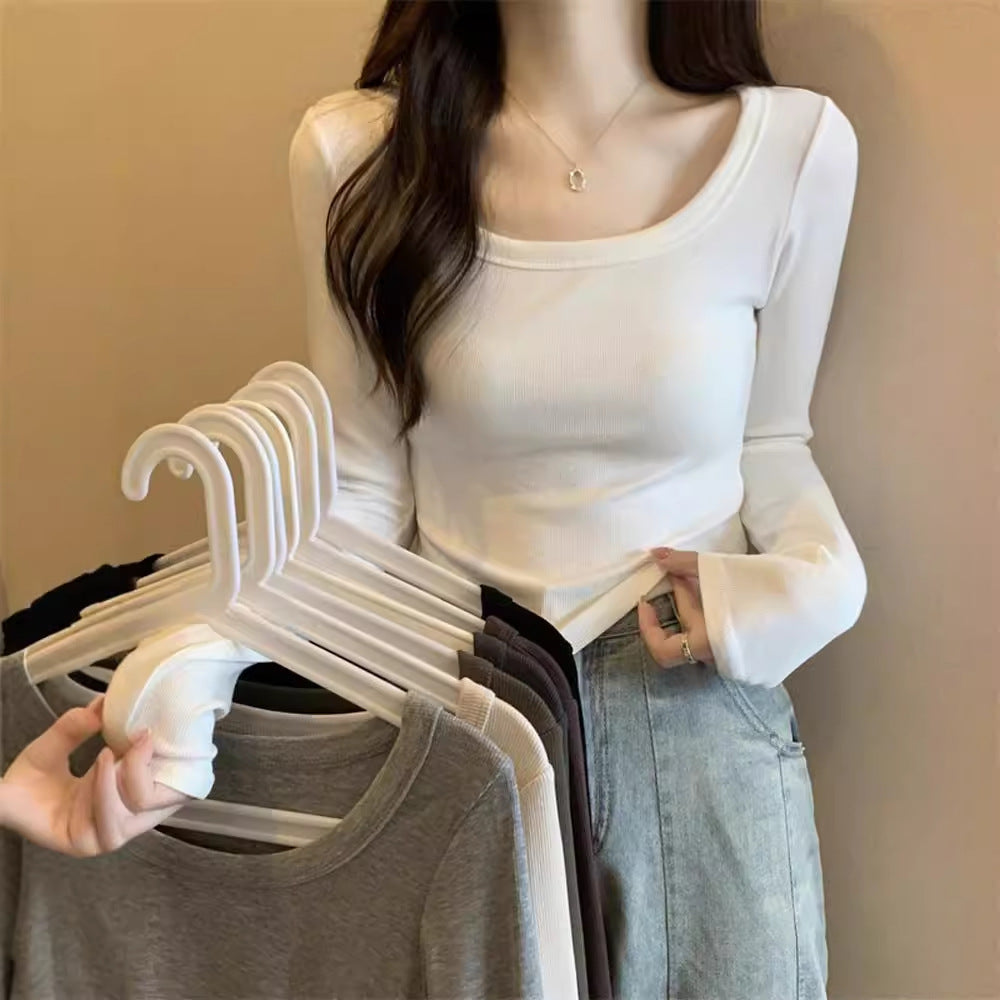 Damen Langarmshirt Figurbetont Weiter Ausschnitt Norvielle - Norvielle