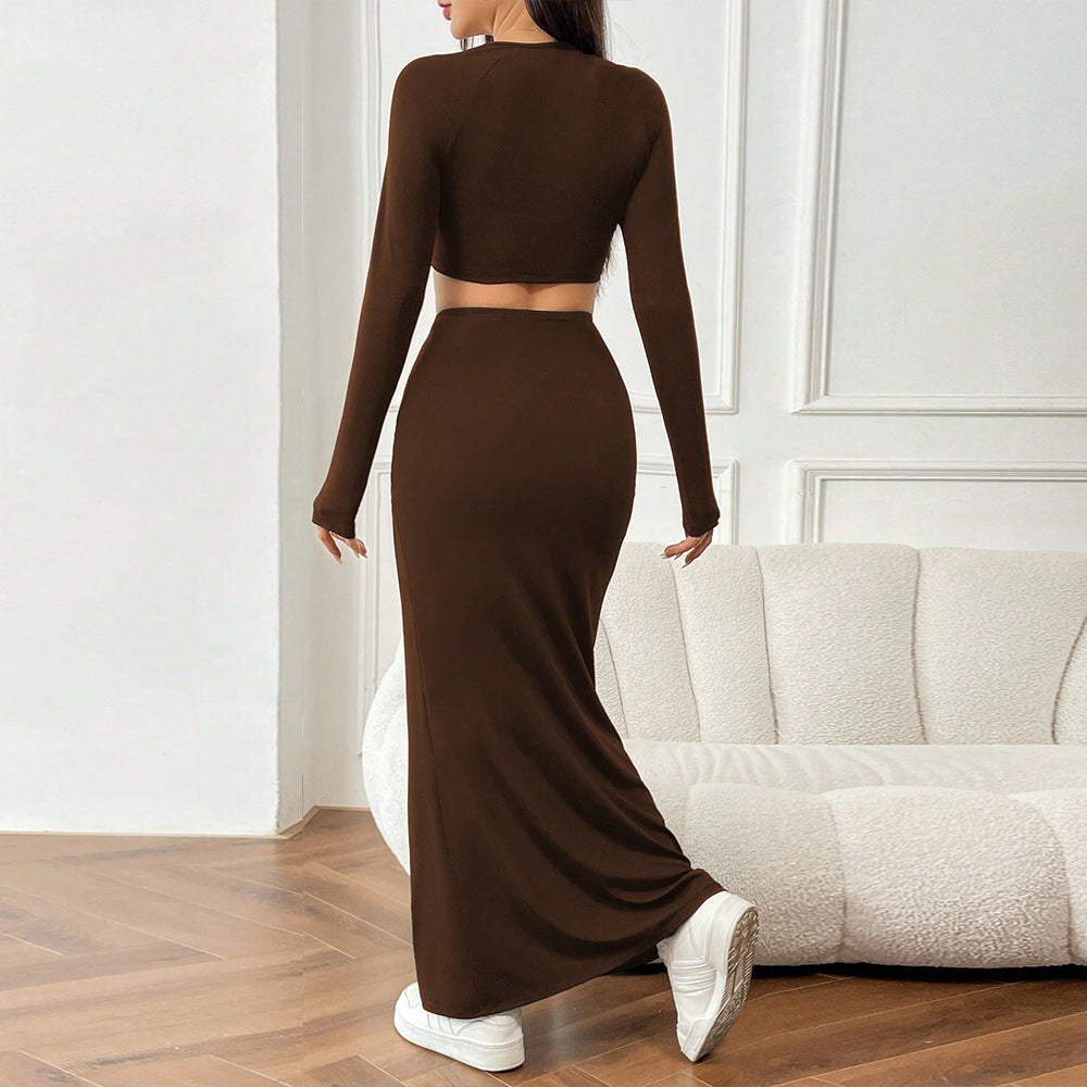 Damen Crop- und Maxirock Set mit Raffungen