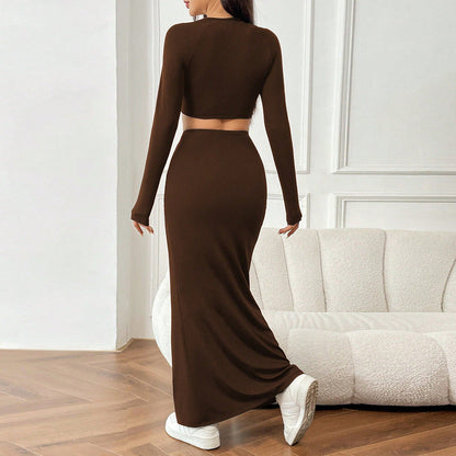Damen Crop- und Maxirock Set mit Raffungen