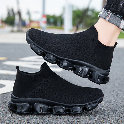 Damen Freizeitschuhe Elastisches Strickoberteil Schwarz - Norvielle