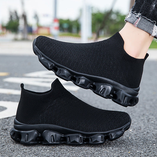 Damen Freizeitschuhe Elastisches Strickoberteil Schwarz - Norvielle