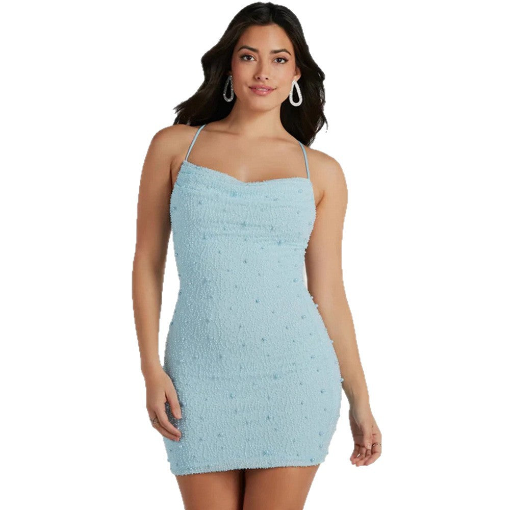 Damen Minikleid Figurbetont Spaghettiträger Norvielle