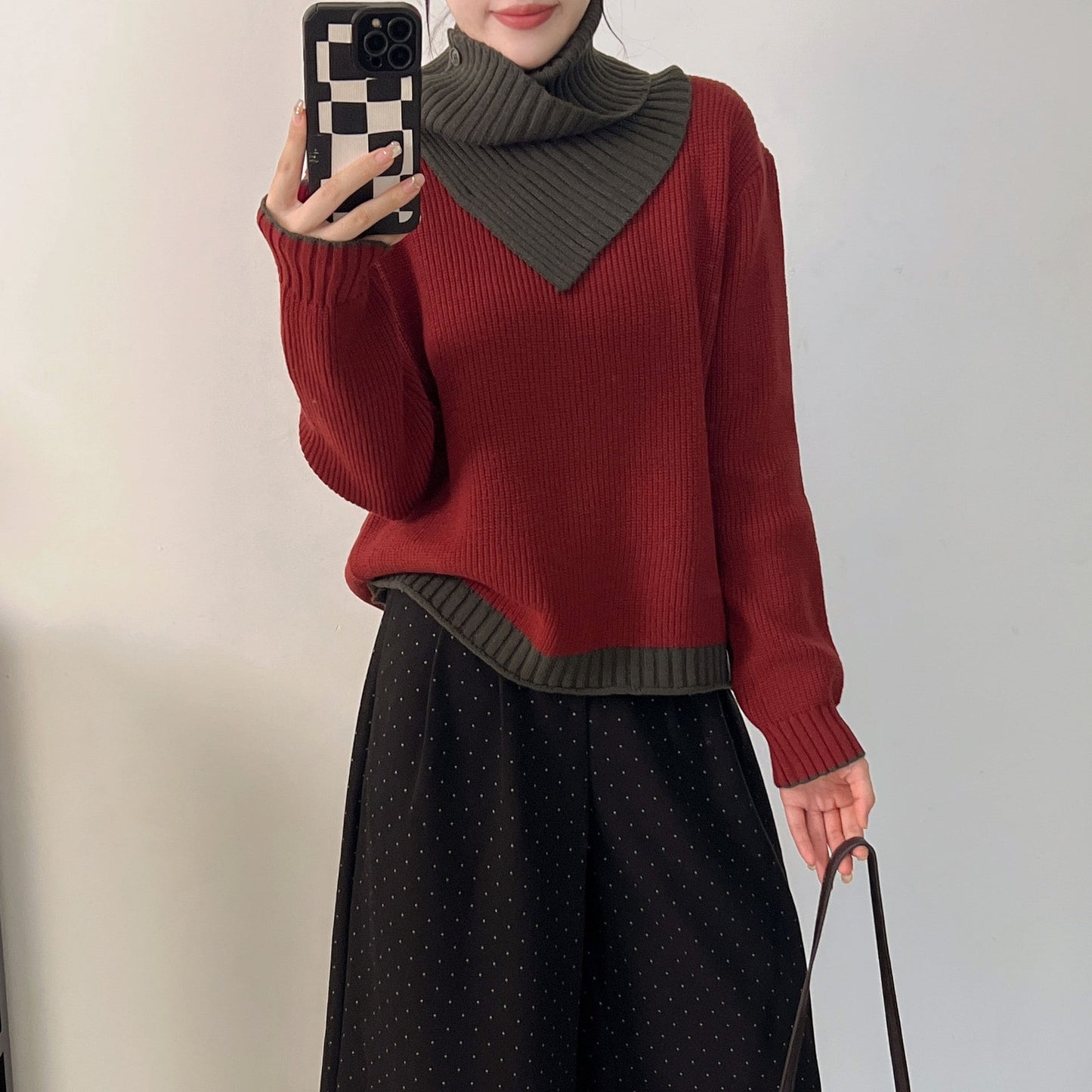 Damen Strickpullover Mit Kragen Und Knöpfen Norvielle