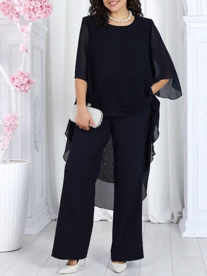 Damen Tunika mit Überlagerung und Eleganten Pants