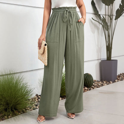 Damen Palazzo-Hose Elastischer Bund Seitentaschen Norvielle