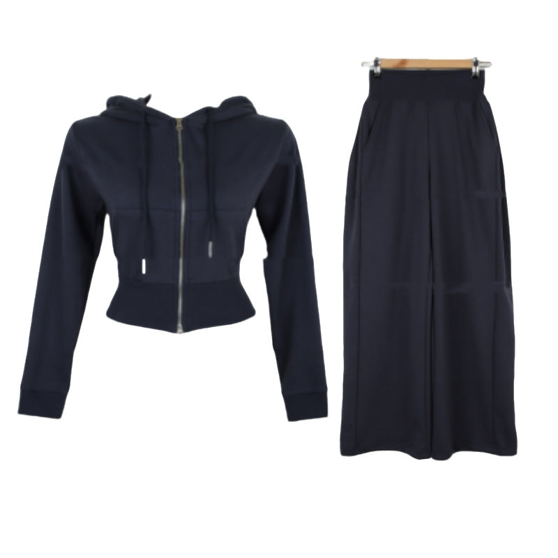 Damen Set Cropped Jacke Elastische Hose