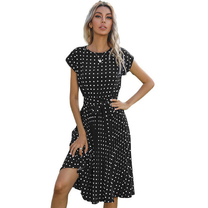 Damen Midi-Kleid Taillierbarer Gürtel Punkte Norvielle