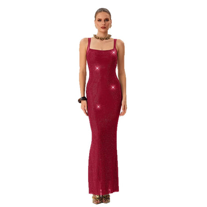 Damen Abendkleid Pailletten Tailliert