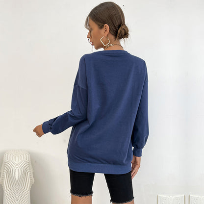 Damen Oversize Pullover mit Schriftzug Groß