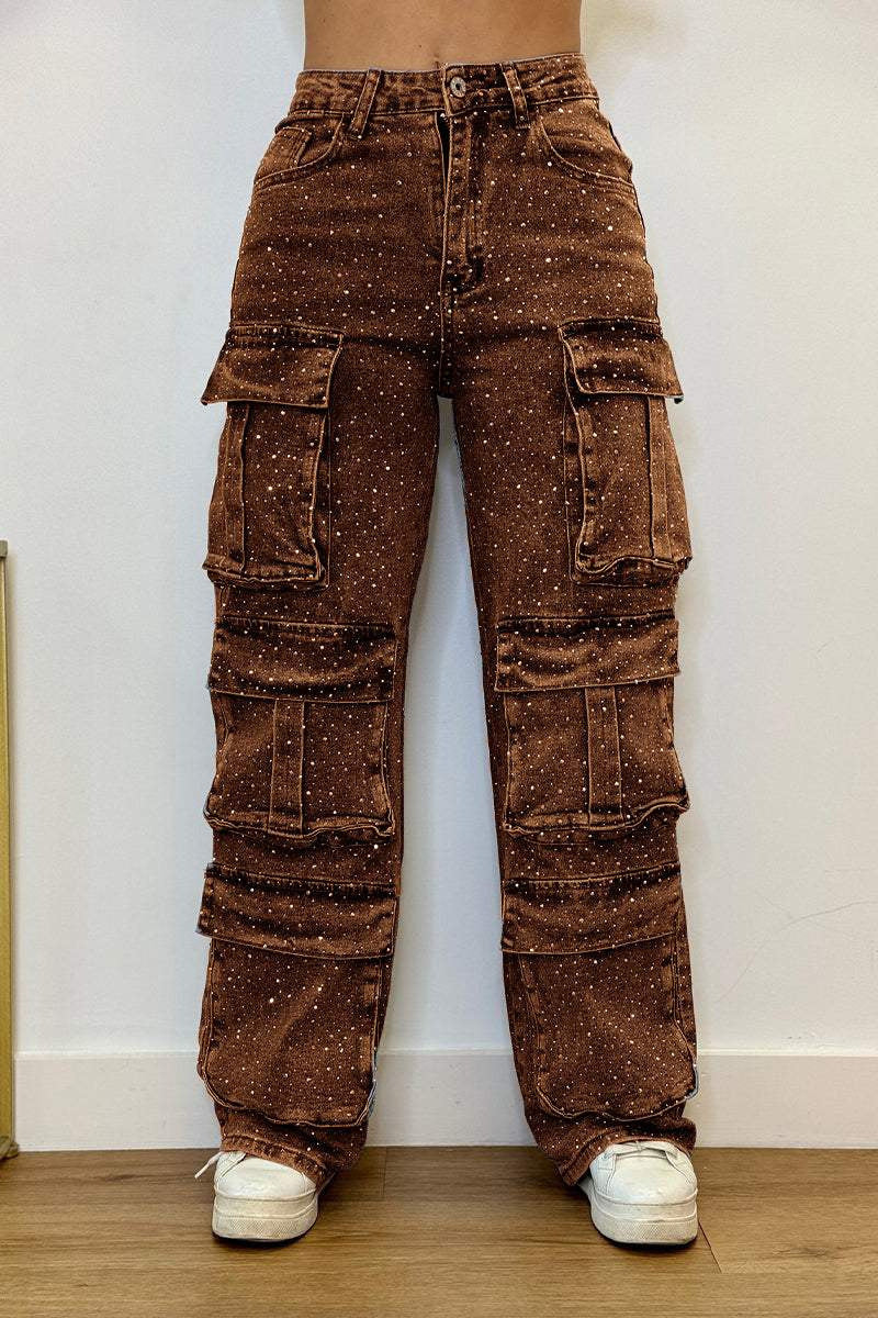 Damen Cargo-Hose Trend-Taschen Modern Wasch-Effekt