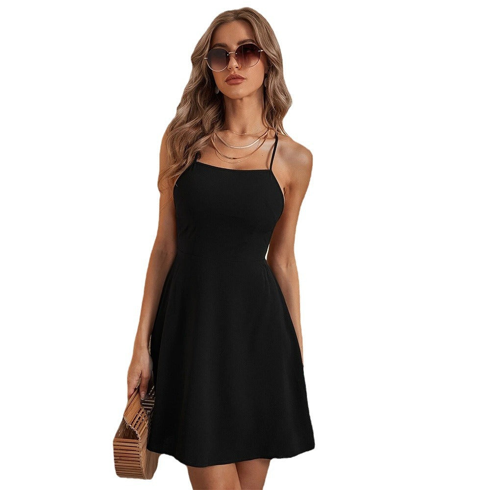 Damen A-Linien Kleid Spaghetti-Träger Norvielle Sommerlich