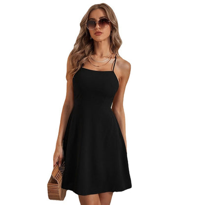 Damen A-Linien Kleid Spaghetti-Träger Norvielle Sommerlich