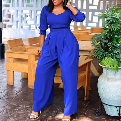 Damen Jumpsuit V-Ausschnitt Tailliert Schwarz Norvielle - Norvielle