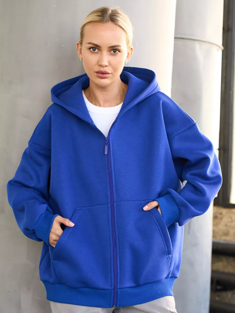 Damen Softshell Zip-Hoodie Jacke Kängurutaschen Weich Norvielle