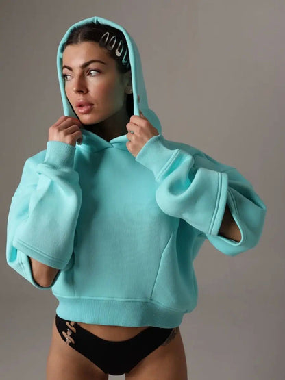 Damen Cropped Hoodie Kapuze Lässig Norvielle
