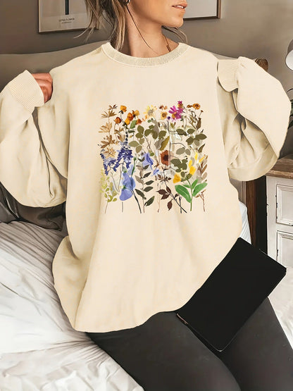 Damen Sweatshirt Floralmuster Bequem Grün