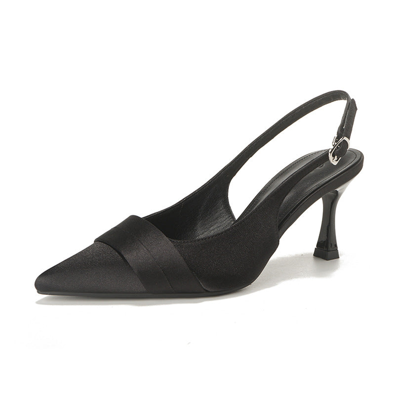 Damen Sling-Pumps Satin Elegantes Design Höherer Absatz