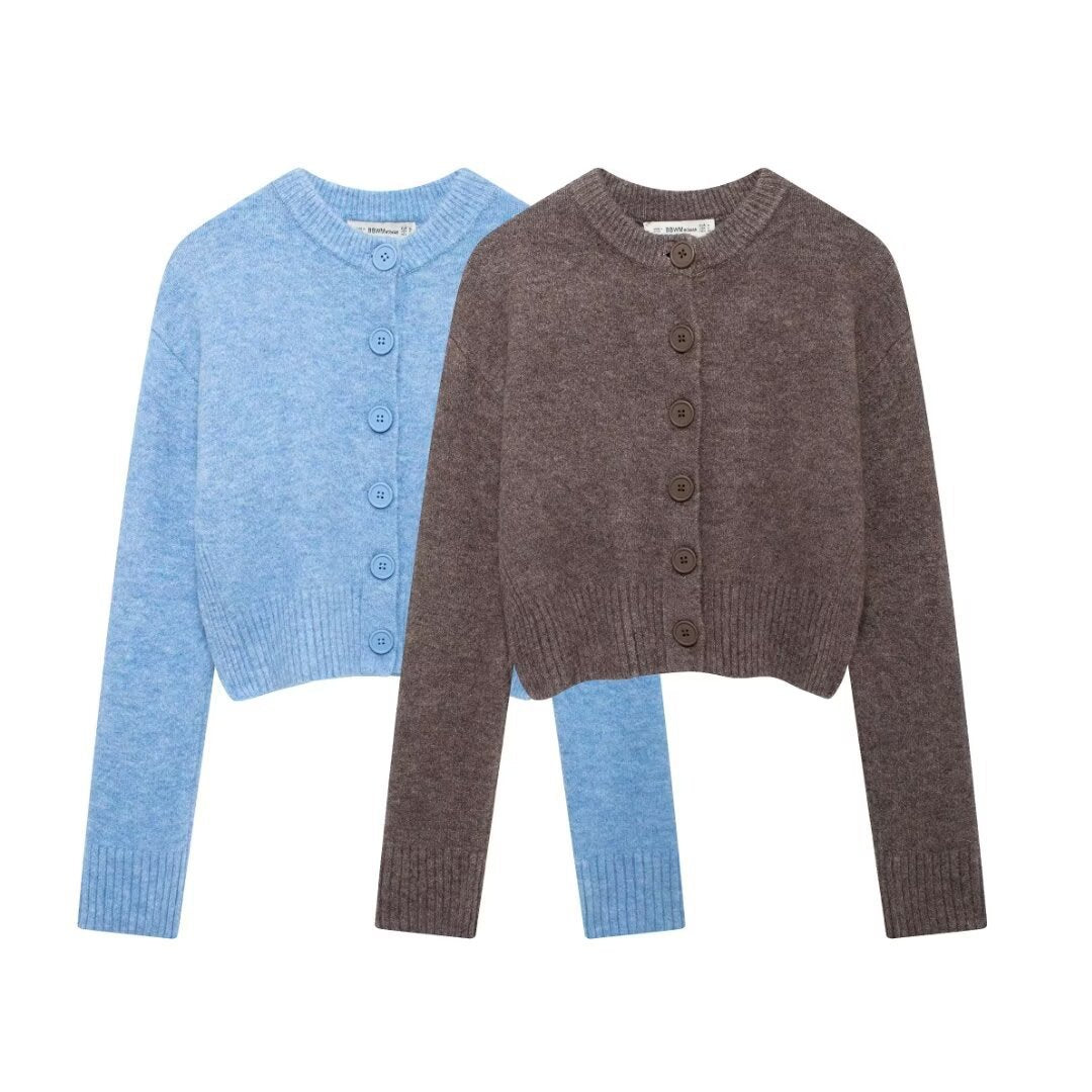 Damen Strickcardigan Kurz Knopfverschluss Norvielle