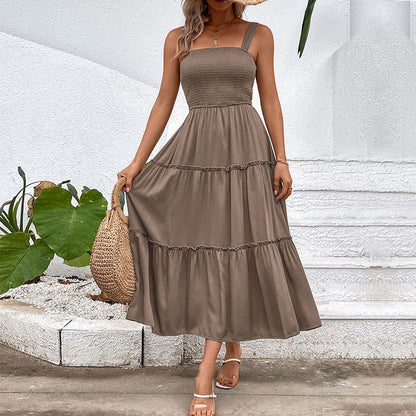 Damen Midikleid Luftige Rüschung Taillierter Schnitt Norvielle