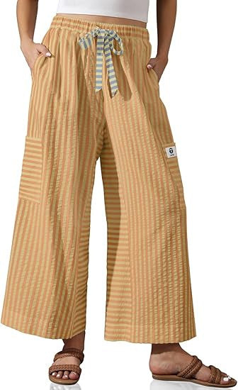 Damen Palazzo-Hose Gestreift Praktische Taschen Norvielle