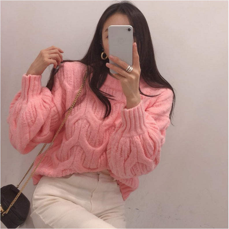Damen Grobstrickpullover Zopfdesign Lässig Norvielle