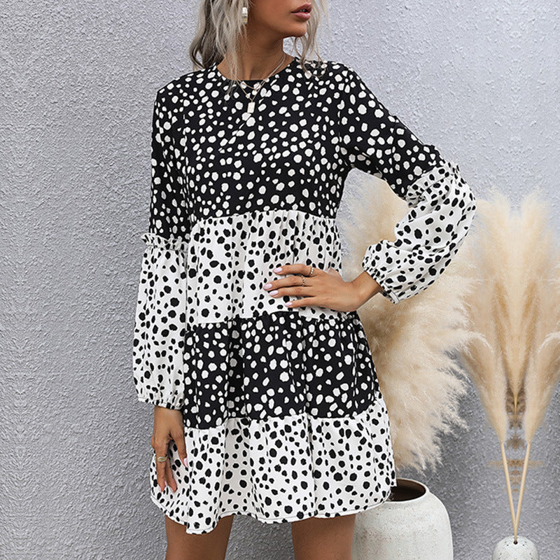 Damen Kurzarmkleid Lässig Punkte Voluminöse Ärmel Norvielle