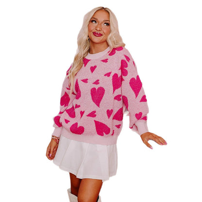 Damen Pullover mit Herzmotiven Norvielle