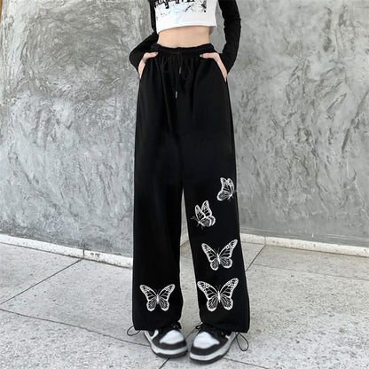 Damen Freizeithose Schmetterlingsmuster Baumwolle