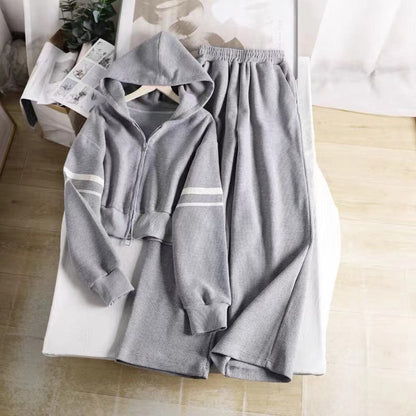 Damen Hoodie Jogginghose Kombi mit Reißverschluss Norvielle