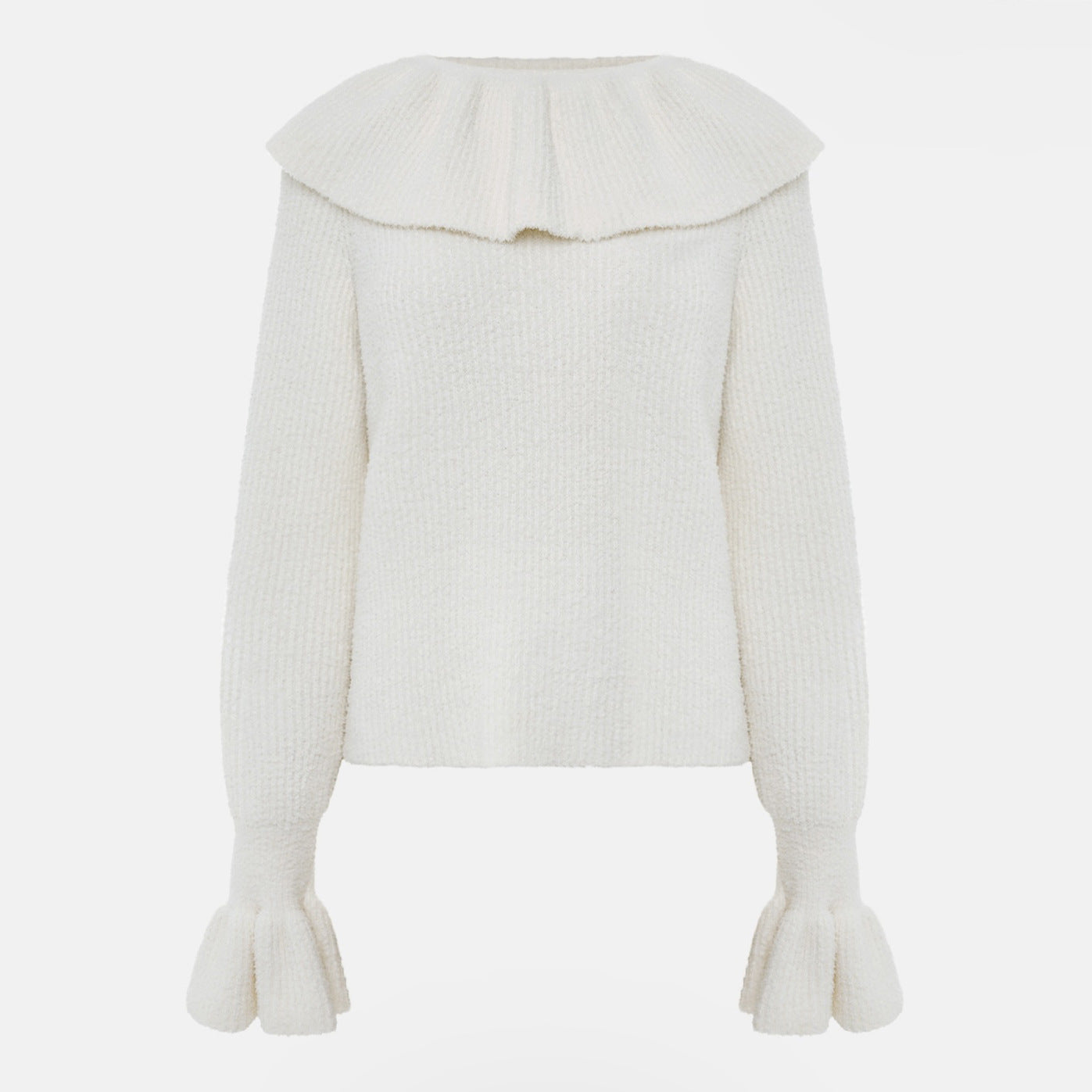 Damen Strickpullover Rüschenärmel Norvielle