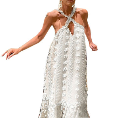 Damen Maxikleid mit Volants und floralen Applikationen Norvielle