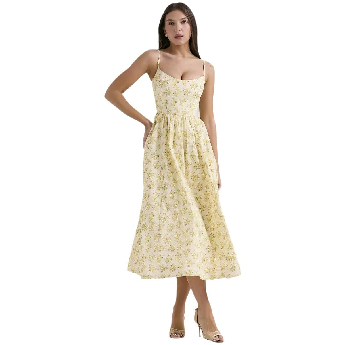 Damen Maxikleid Floralmuster Elegant