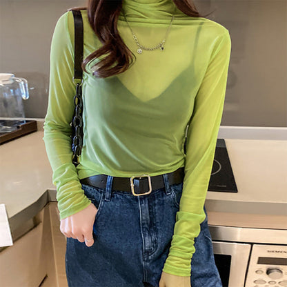 Damen Turtleneck-Pullover Durchsichtig Norvielle