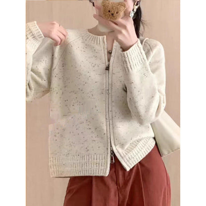 Damen Strickjacke Reißverschluss Hochkragen Norvielle