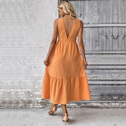 Damen Wickelkleid Midi Knöpfe Volant Elegantes Design