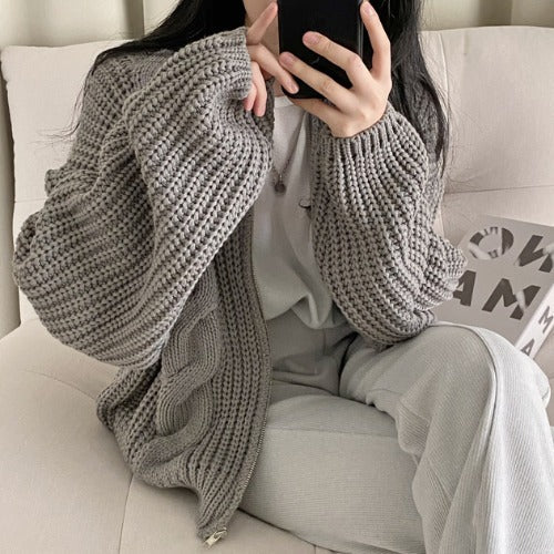 Damen Strickjacke Voluminöse Ärmel Modern Norvielle