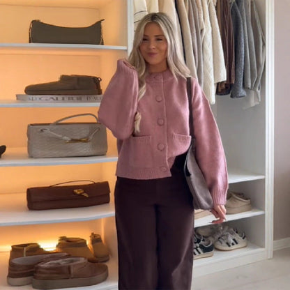 Damen Strickjacke Komfortabel Große Taschen Norvielle