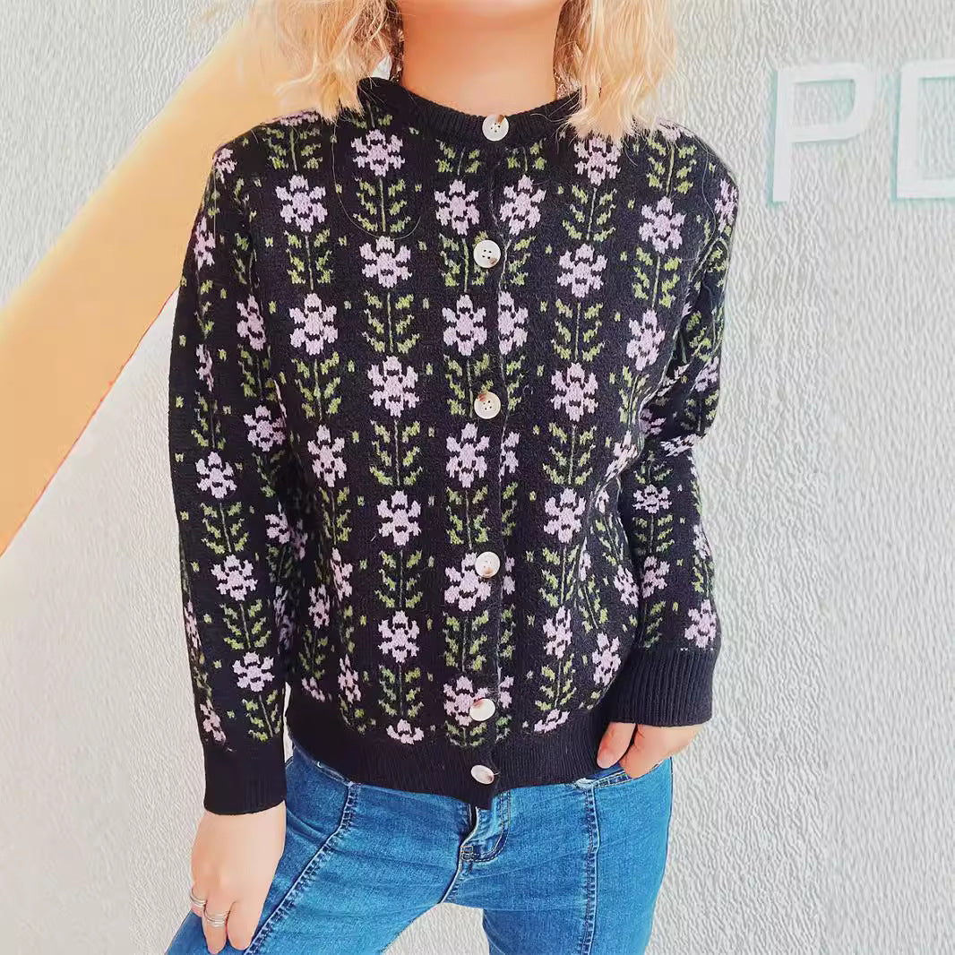 Damen Strickjacke Norvielle mit Blumenmuster